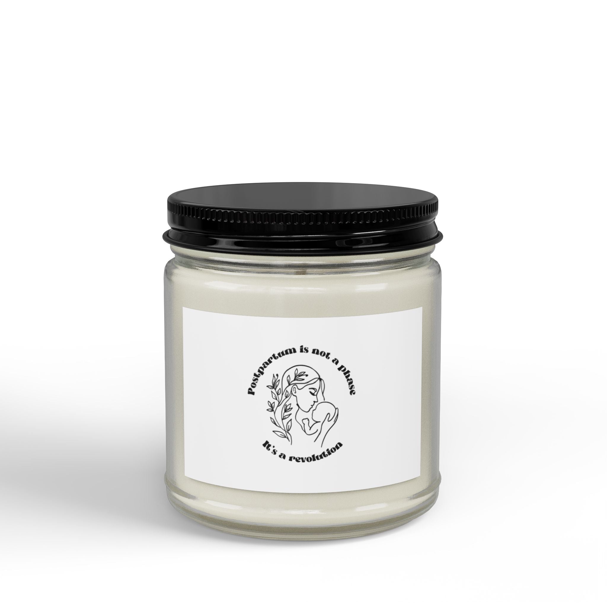 Postpartum Revolution Scented Soy Candles with Black Lid, (4 and 9oz)