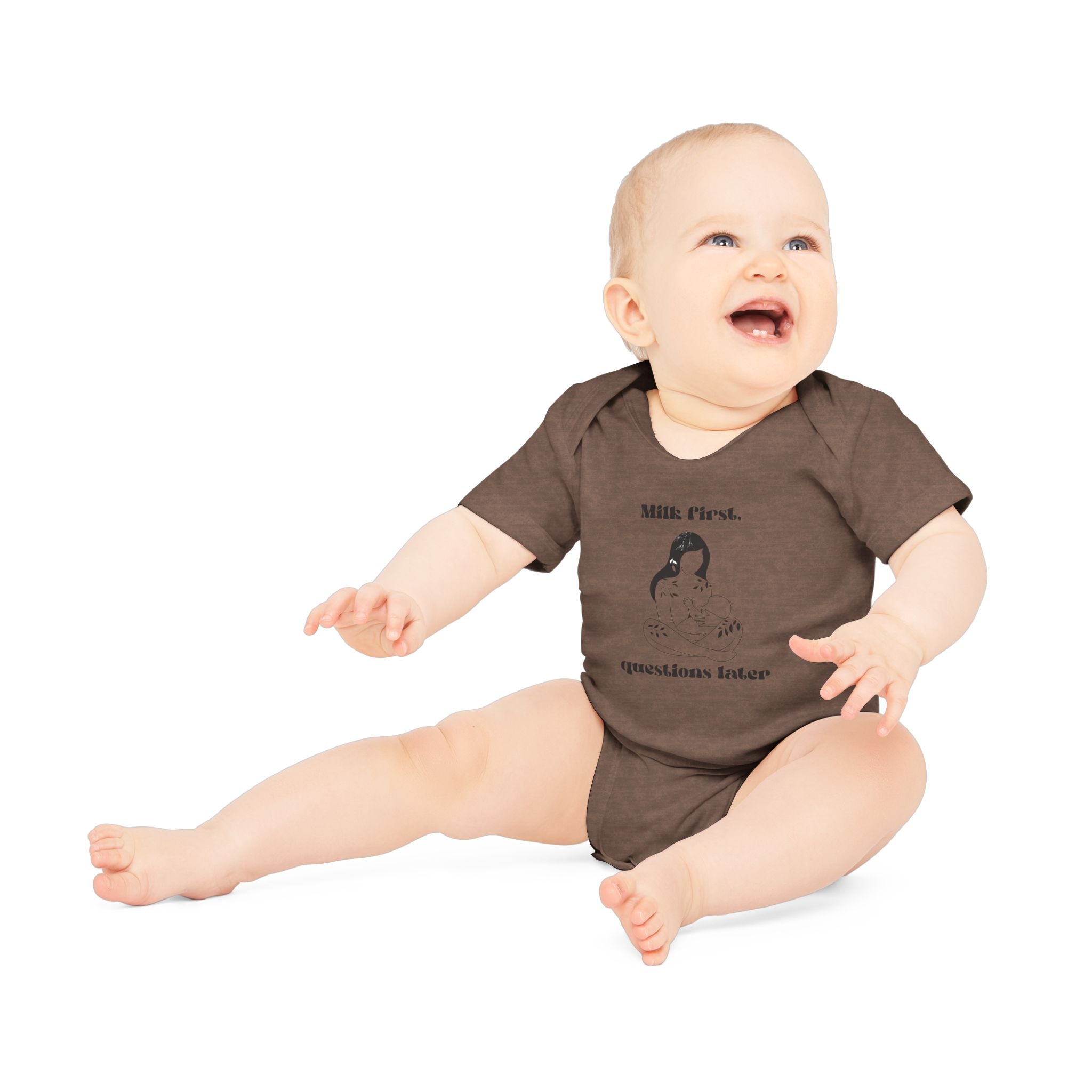 Milk first questions later Baby Organic Short Sleeve Bodysuit