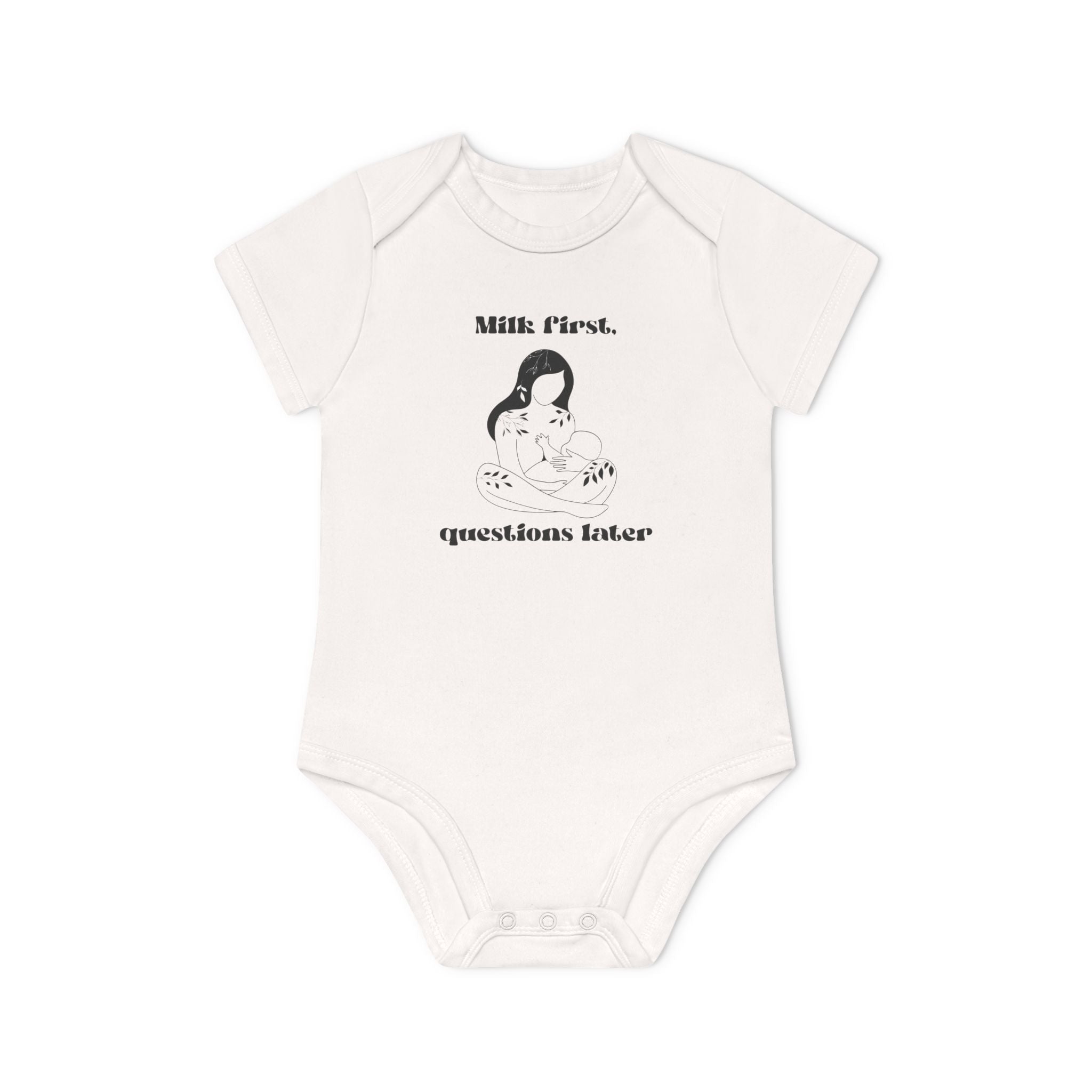 Milk first questions later Baby Organic Short Sleeve Bodysuit