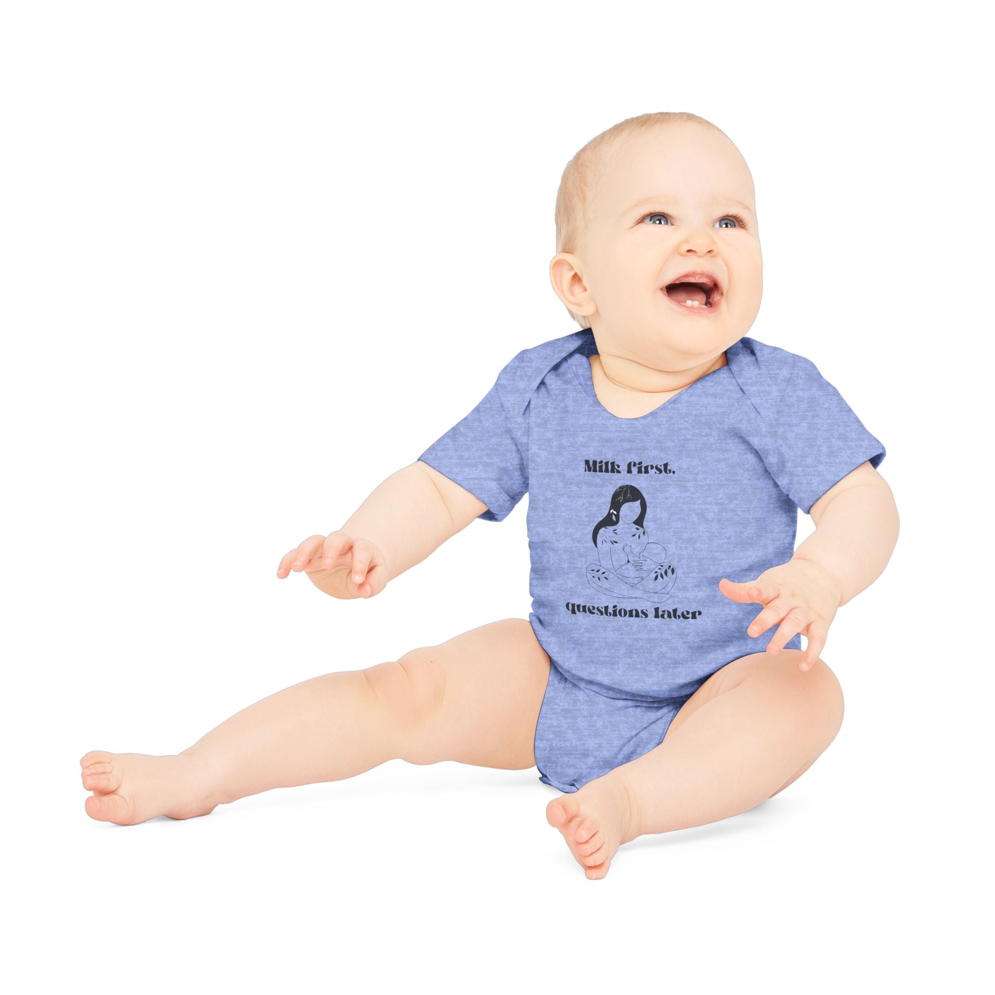 Milk first questions later Baby Organic Short Sleeve Bodysuit