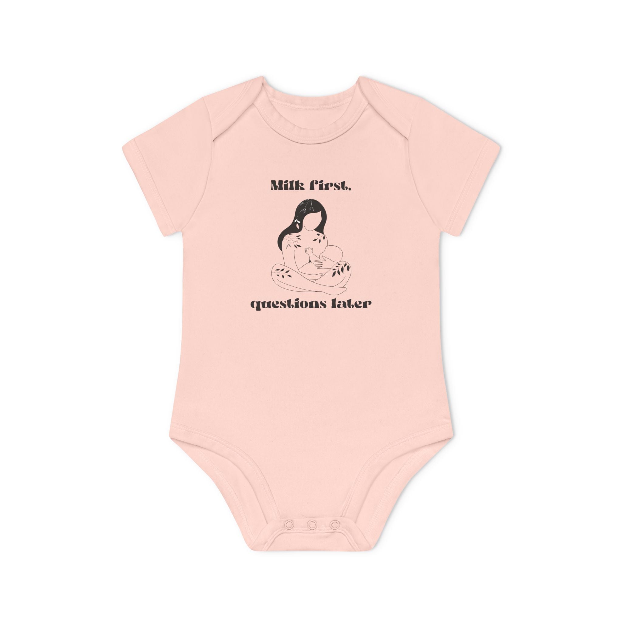 Milk first questions later Baby Organic Short Sleeve Bodysuit