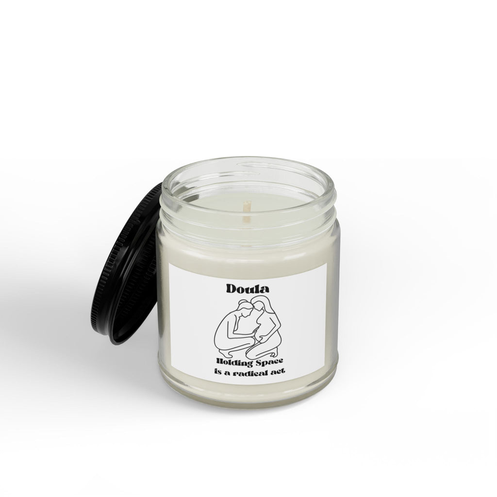 Doula holding space - Scented Soy Candles with Black Lid, (4 and 9oz)