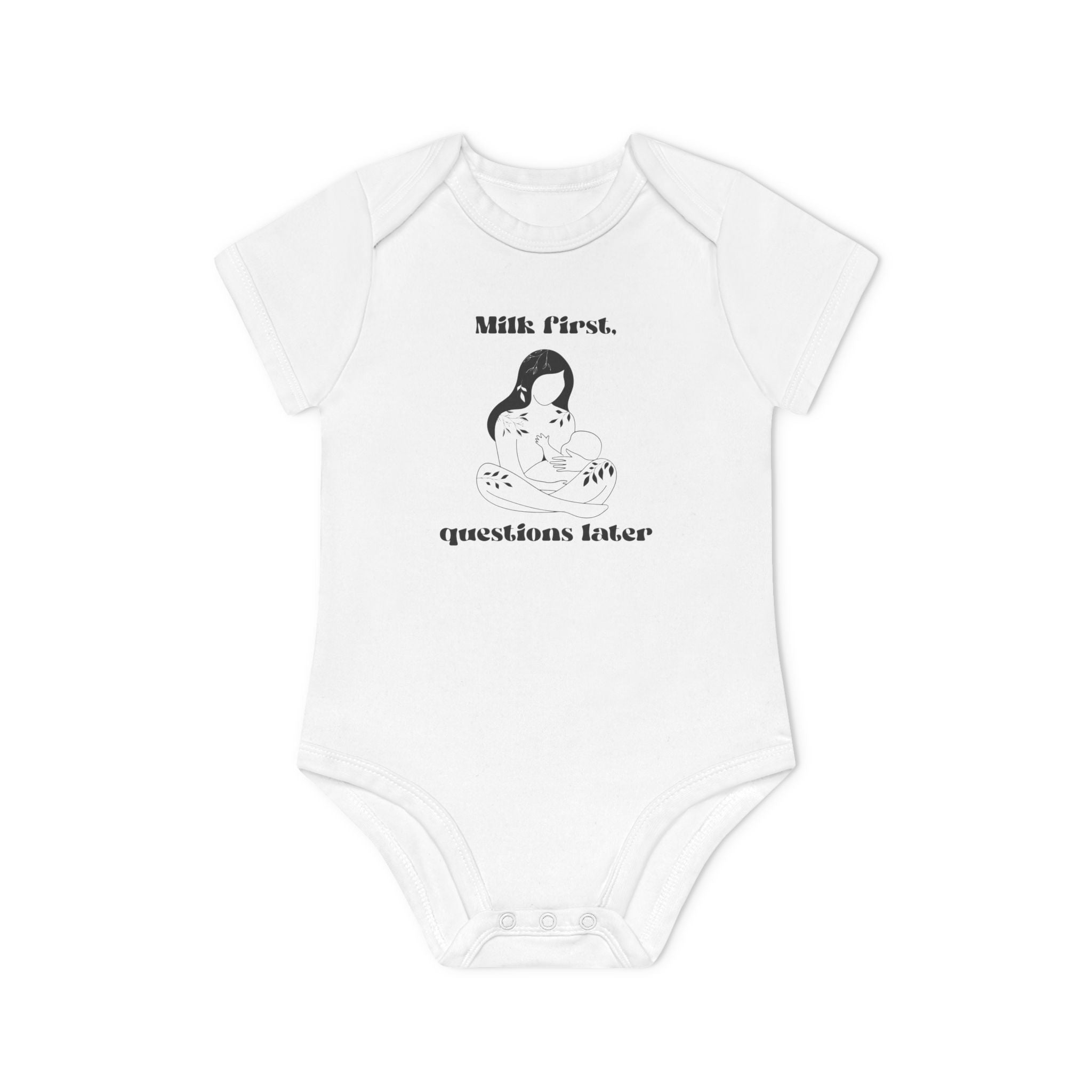 Milk first questions later Baby Organic Short Sleeve Bodysuit