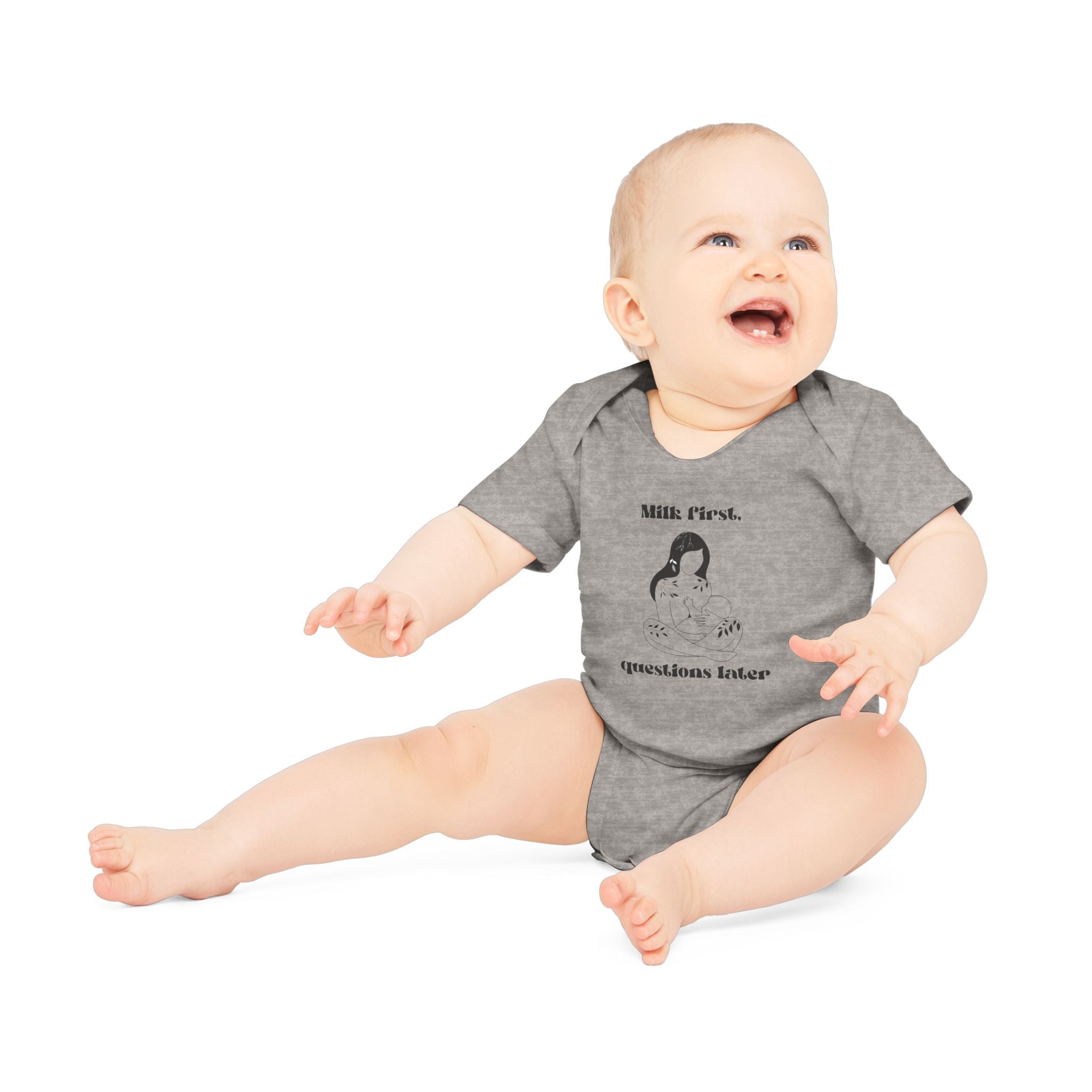 Milk first questions later Baby Organic Short Sleeve Bodysuit