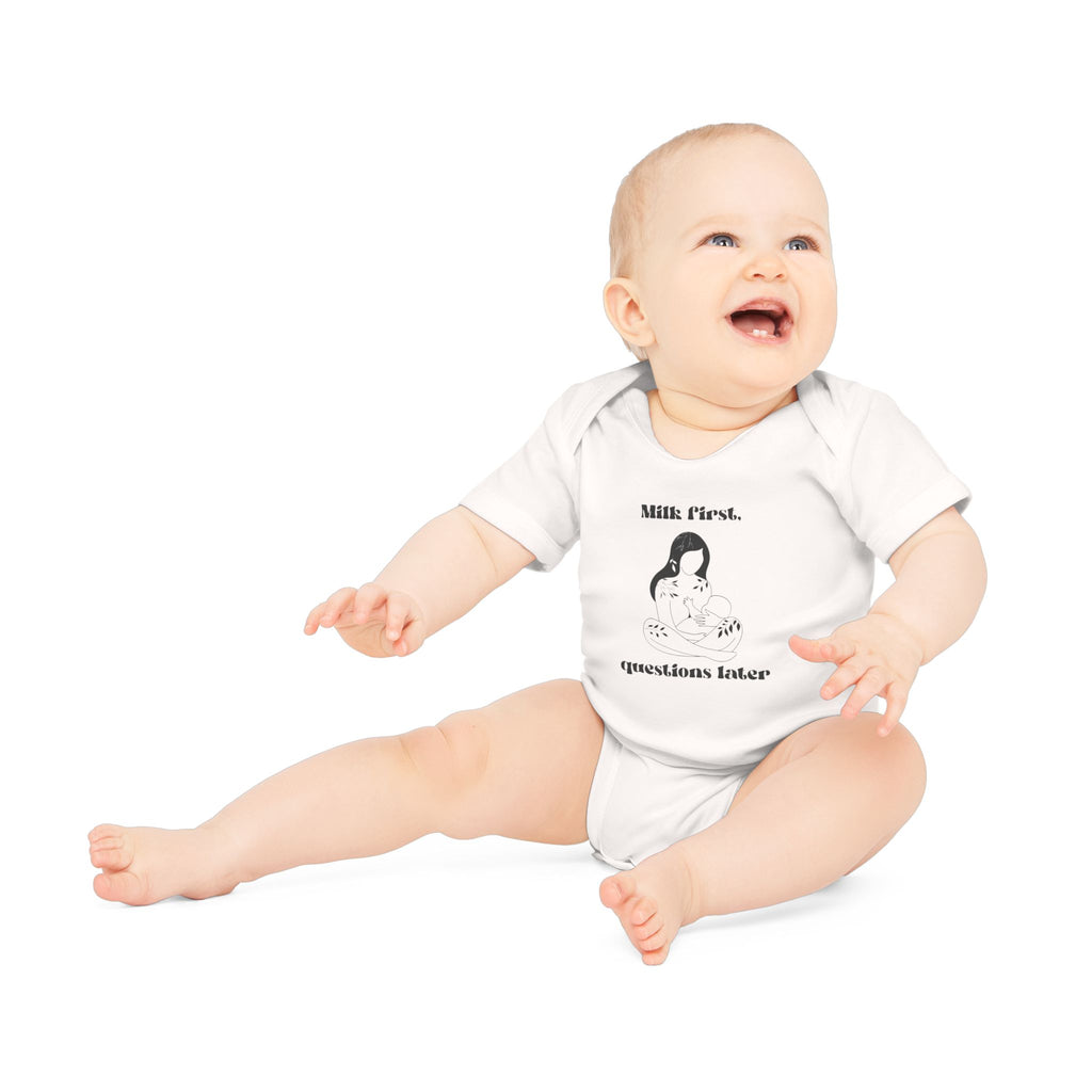 Milk first questions later Baby Organic Short Sleeve Bodysuit