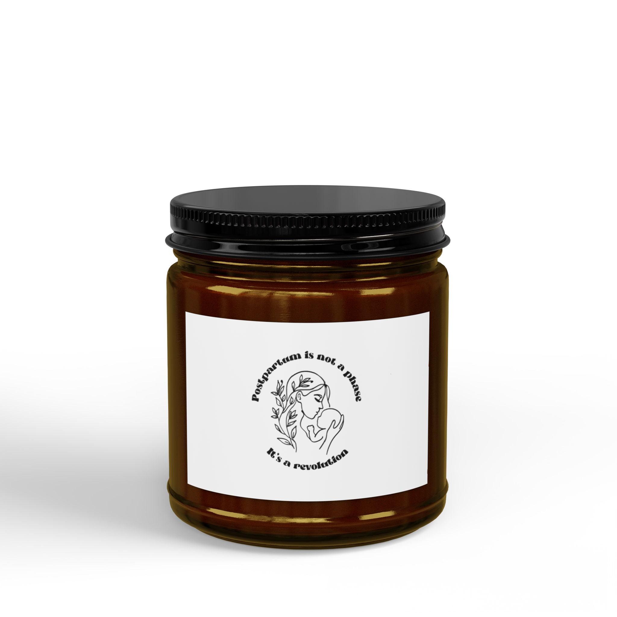 Postpartum Revolution Scented Soy Candles with Black Lid, (4 and 9oz)