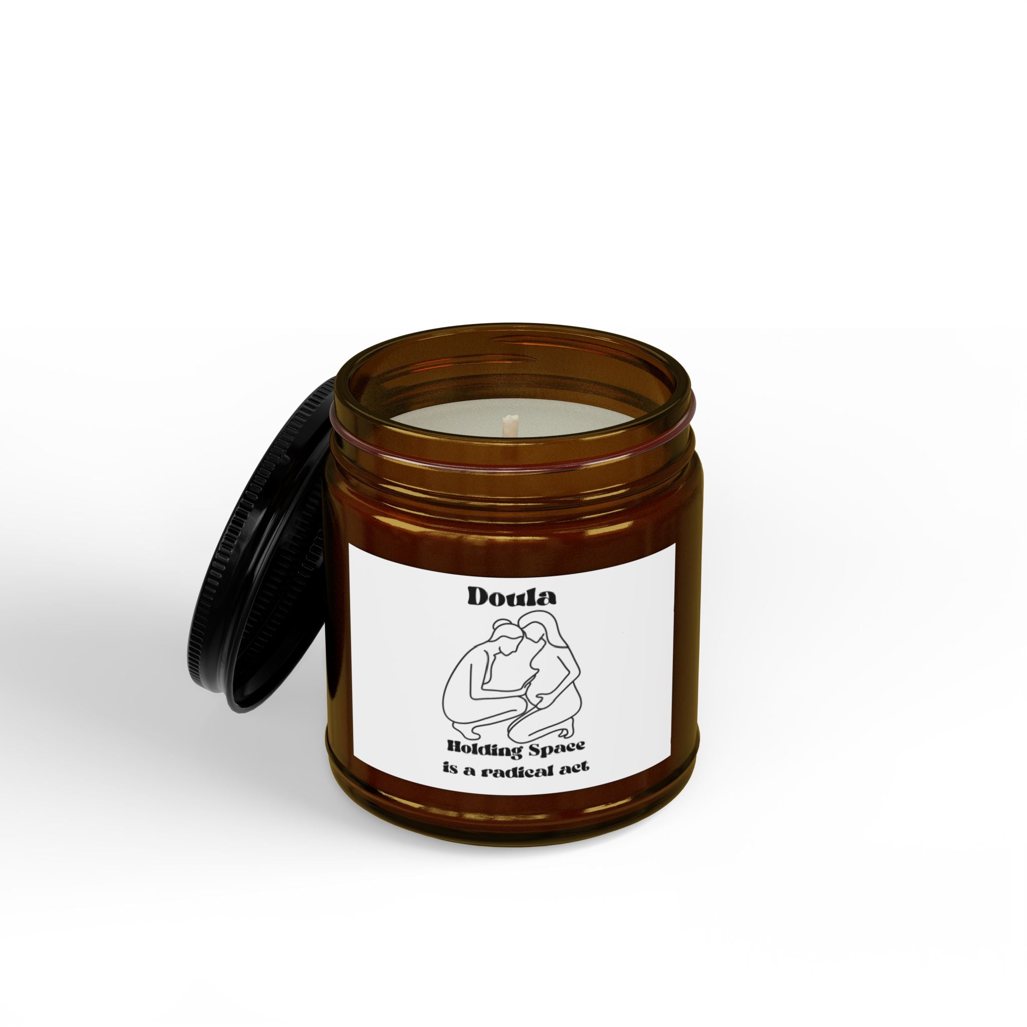 Doula holding space - Scented Soy Candles with Black Lid, (4 and 9oz)