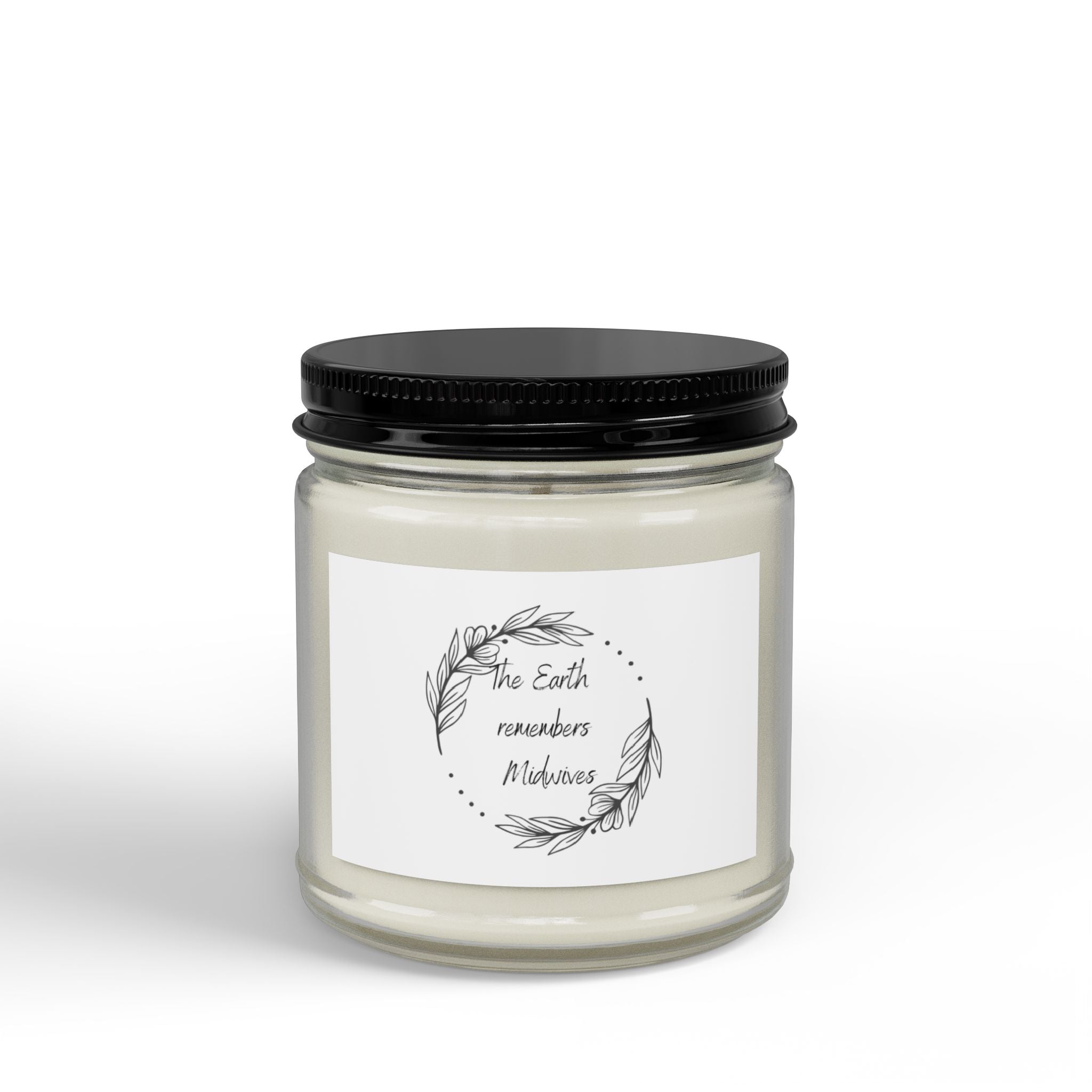 Earth remembers Midwives - Scented Soy Candles with Black Lid, (4 and 9oz)