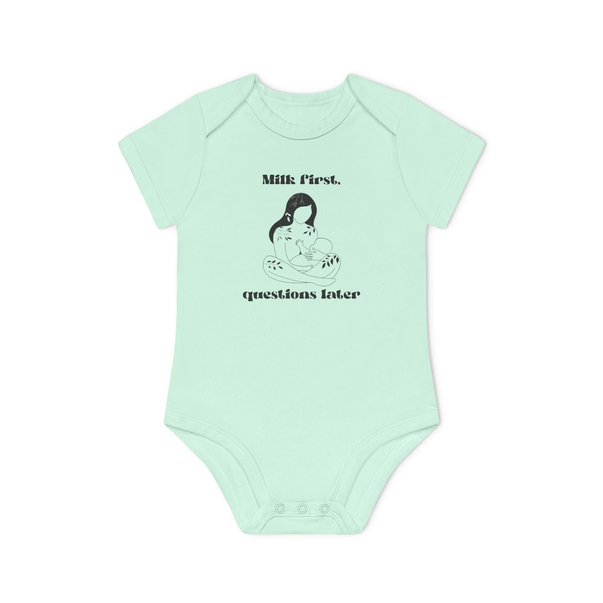Milk first questions later Baby Organic Short Sleeve Bodysuit