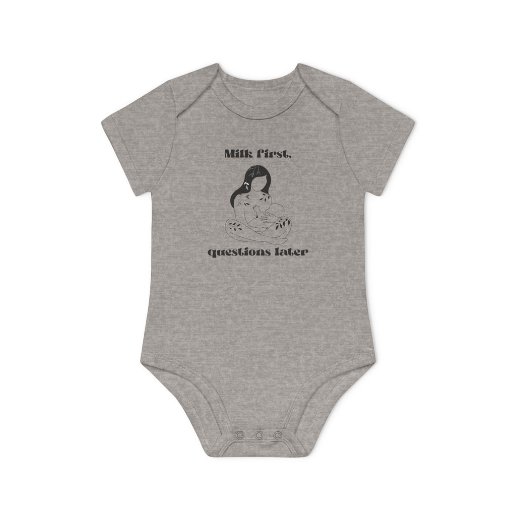 Milk first questions later Baby Organic Short Sleeve Bodysuit