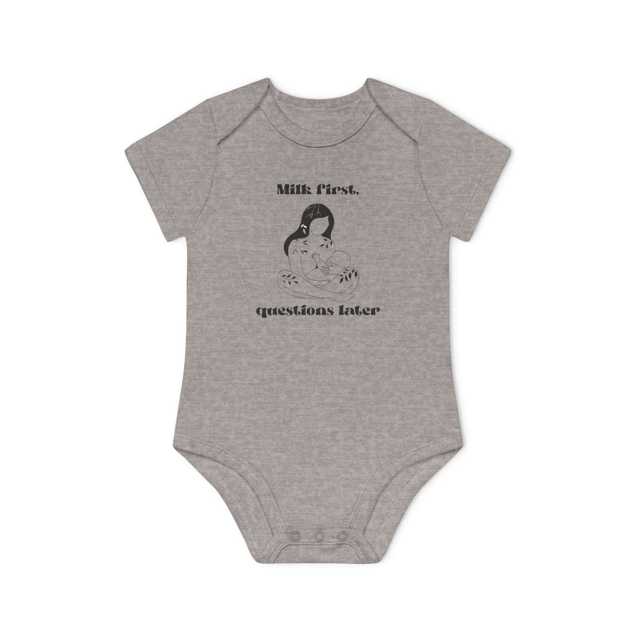 Milk first questions later Baby Organic Short Sleeve Bodysuit