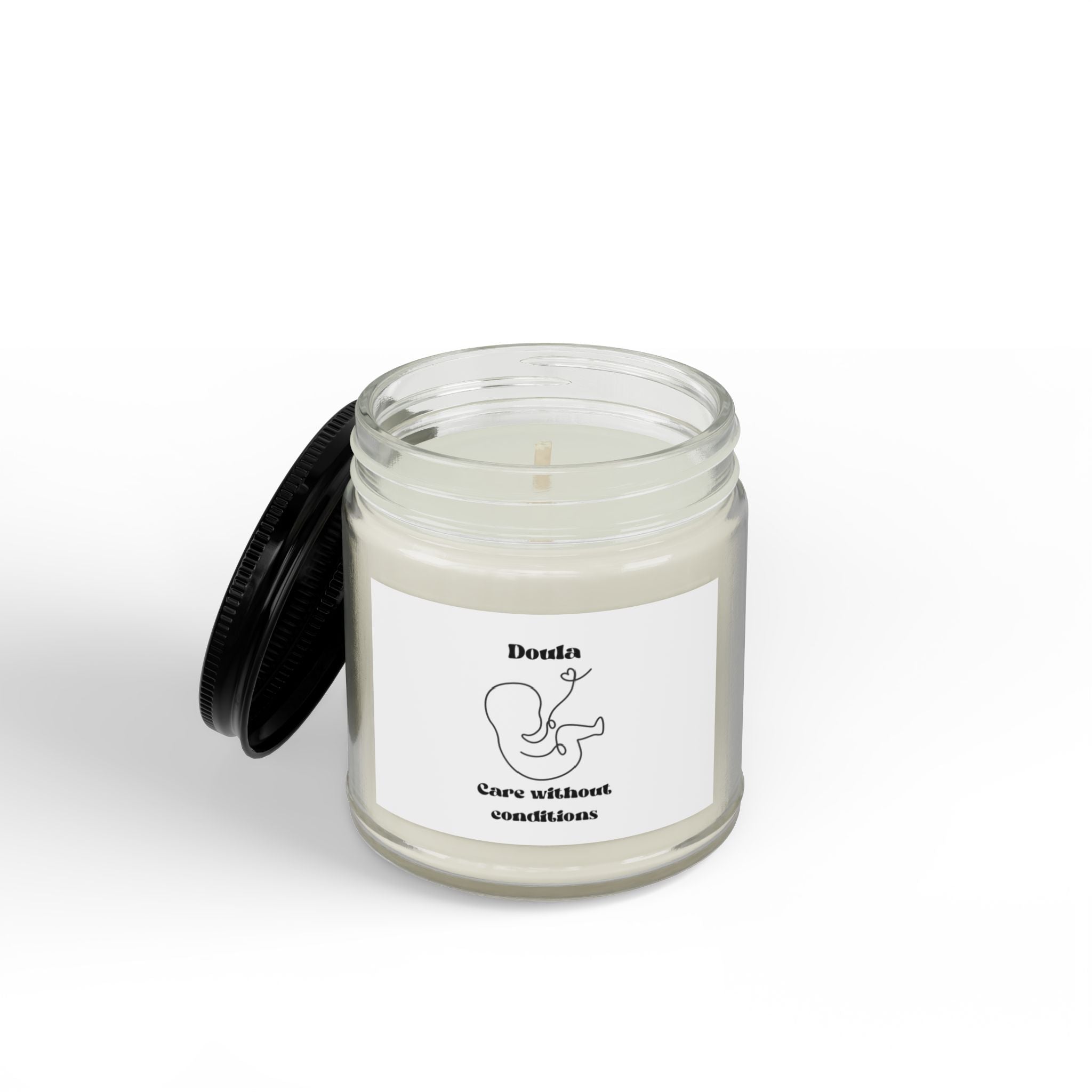 Doula care without conditions - Scented Soy Candles with Black Lid, (4 and 9oz)