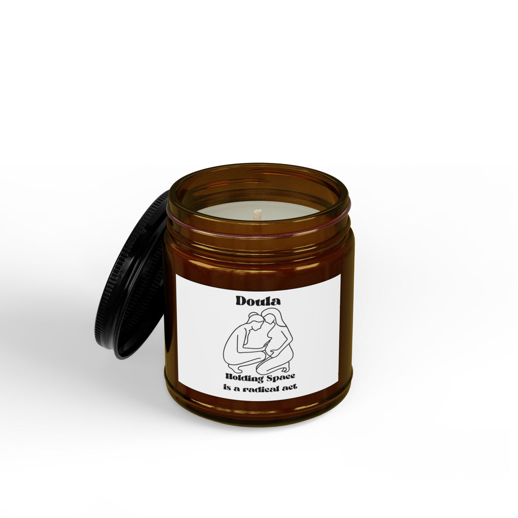Doula holding space - Scented Soy Candles with Black Lid, (4 and 9oz)