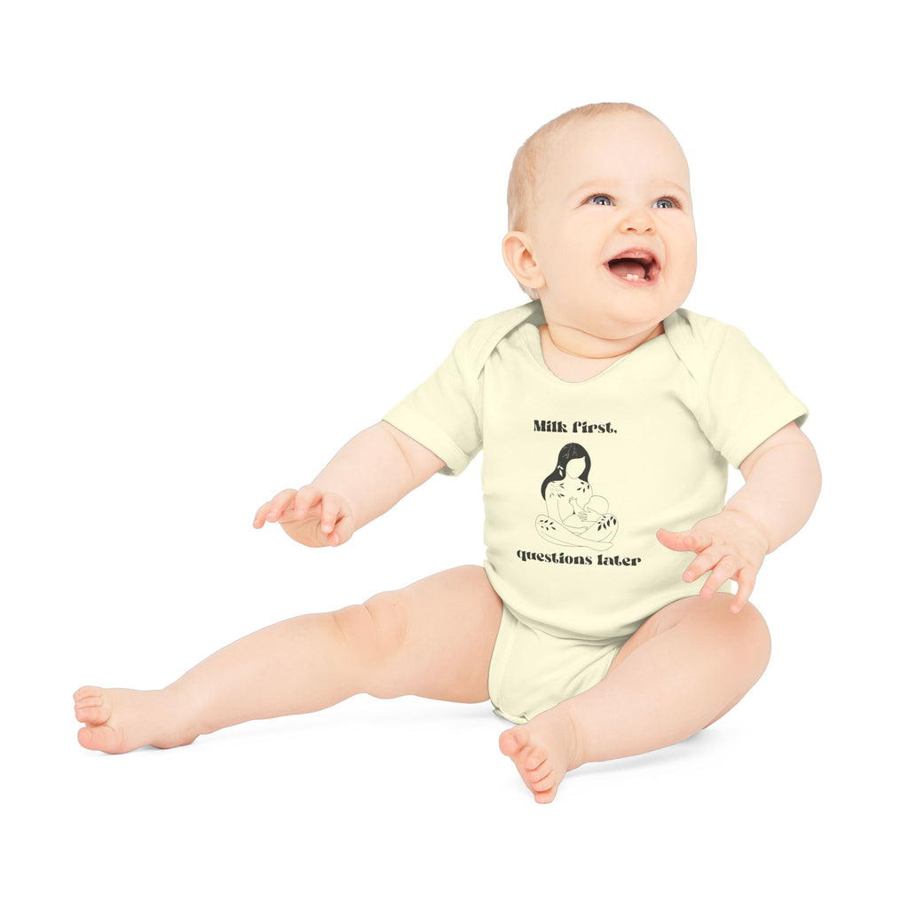 Milk first questions later Baby Organic Short Sleeve Bodysuit
