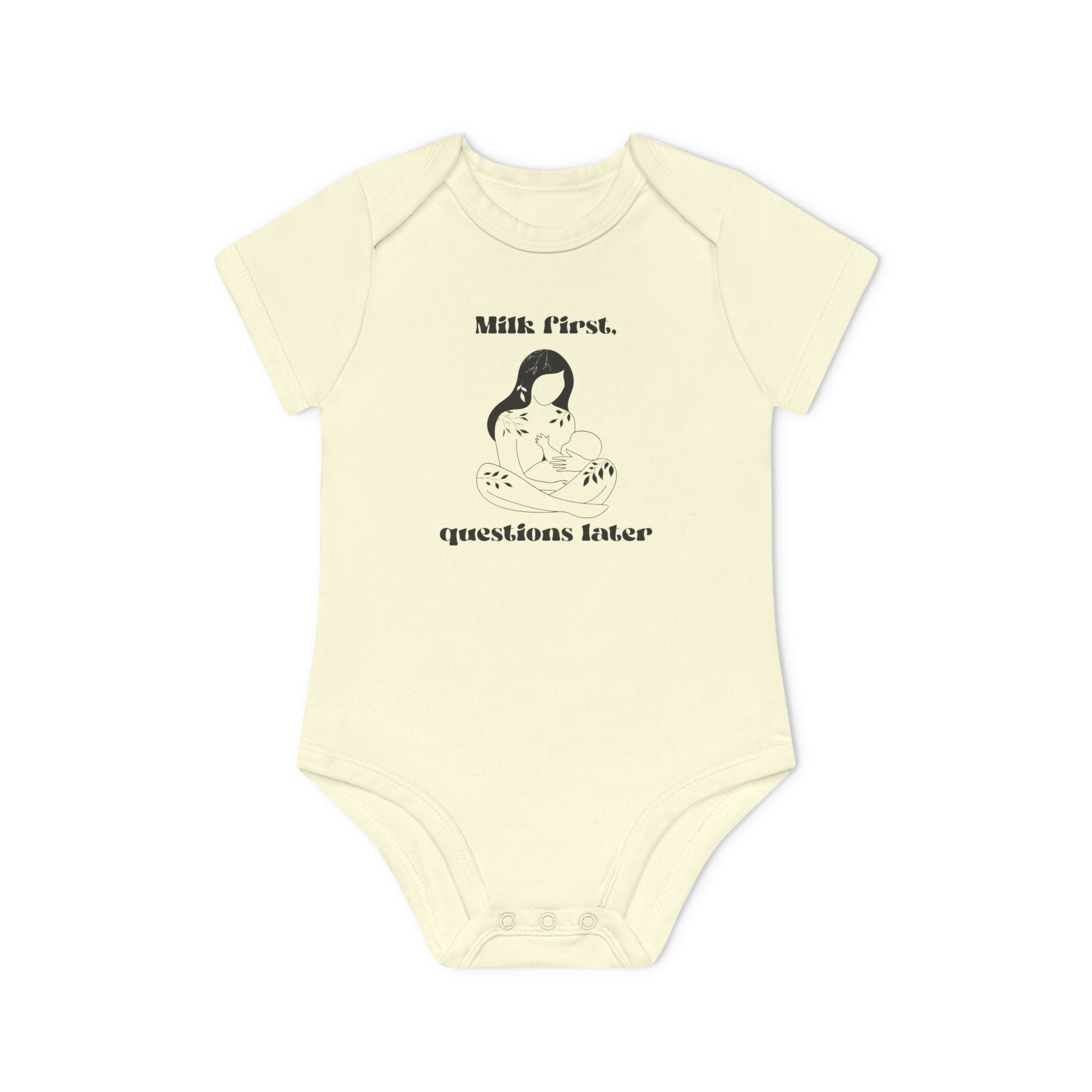 Milk first questions later Baby Organic Short Sleeve Bodysuit
